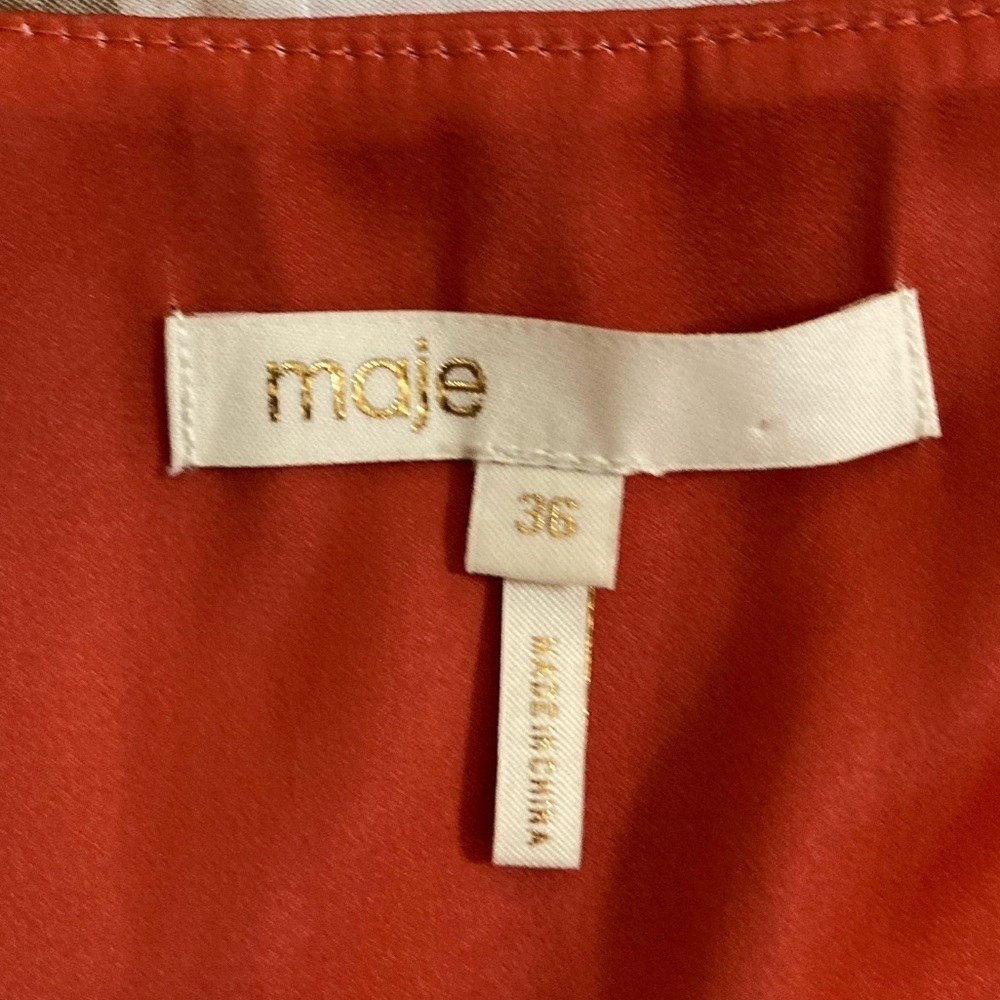 Maje Ombre Satin Scarf Maxi Dress Terracotta Size 36/4 - Picture 3 of 9